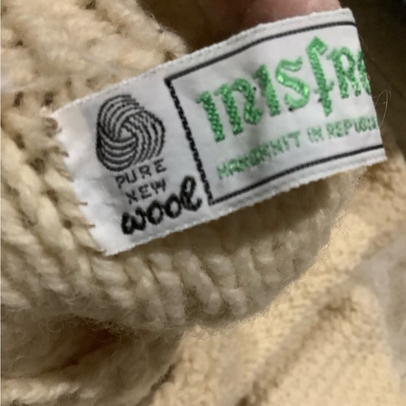 Irisfree Vintage Cable Knit Chunky Cardigan Button Front Made in Ireland - Picture 8 of 10